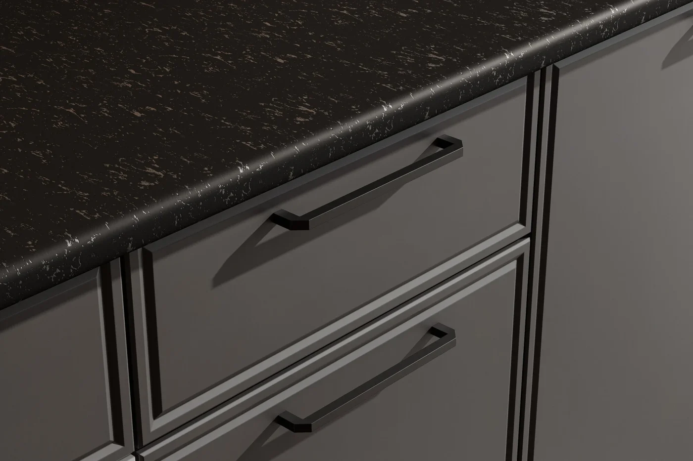 Кухонный гарнитур кухня "Арнуво" 2 м с цельной столешницей, графит мдф-ЛДСП