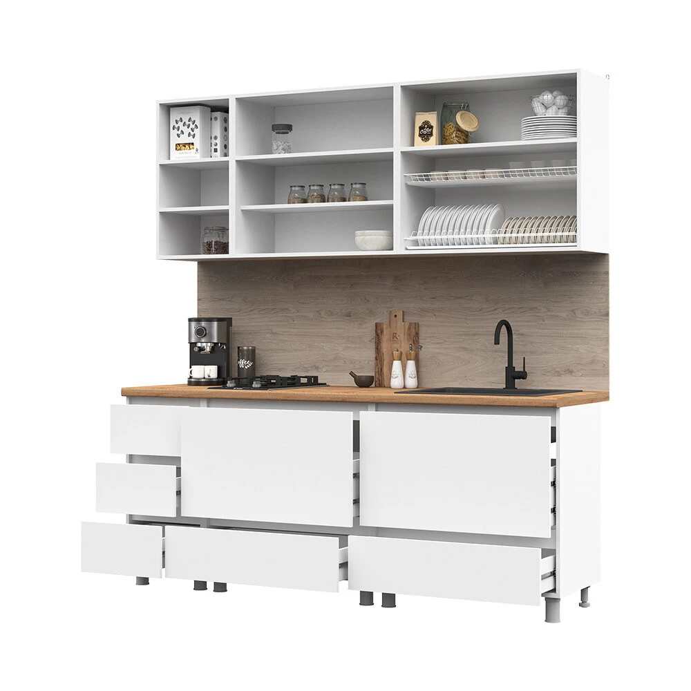 Кухонный гарнитур, Хелен 2,0 200х217х60 см, цвет белый/белый